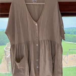 Elegant Beige Button-Down Dress Shirt